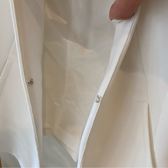 Ally White Blazer Collarless Fitted Business Casual Elegant Classic Size 8 - Picture 3 of 9